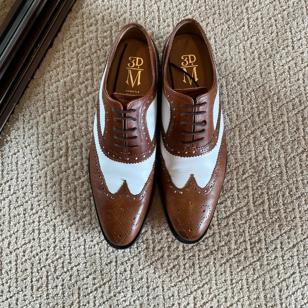 Brown & White spectators, size 9 1/2